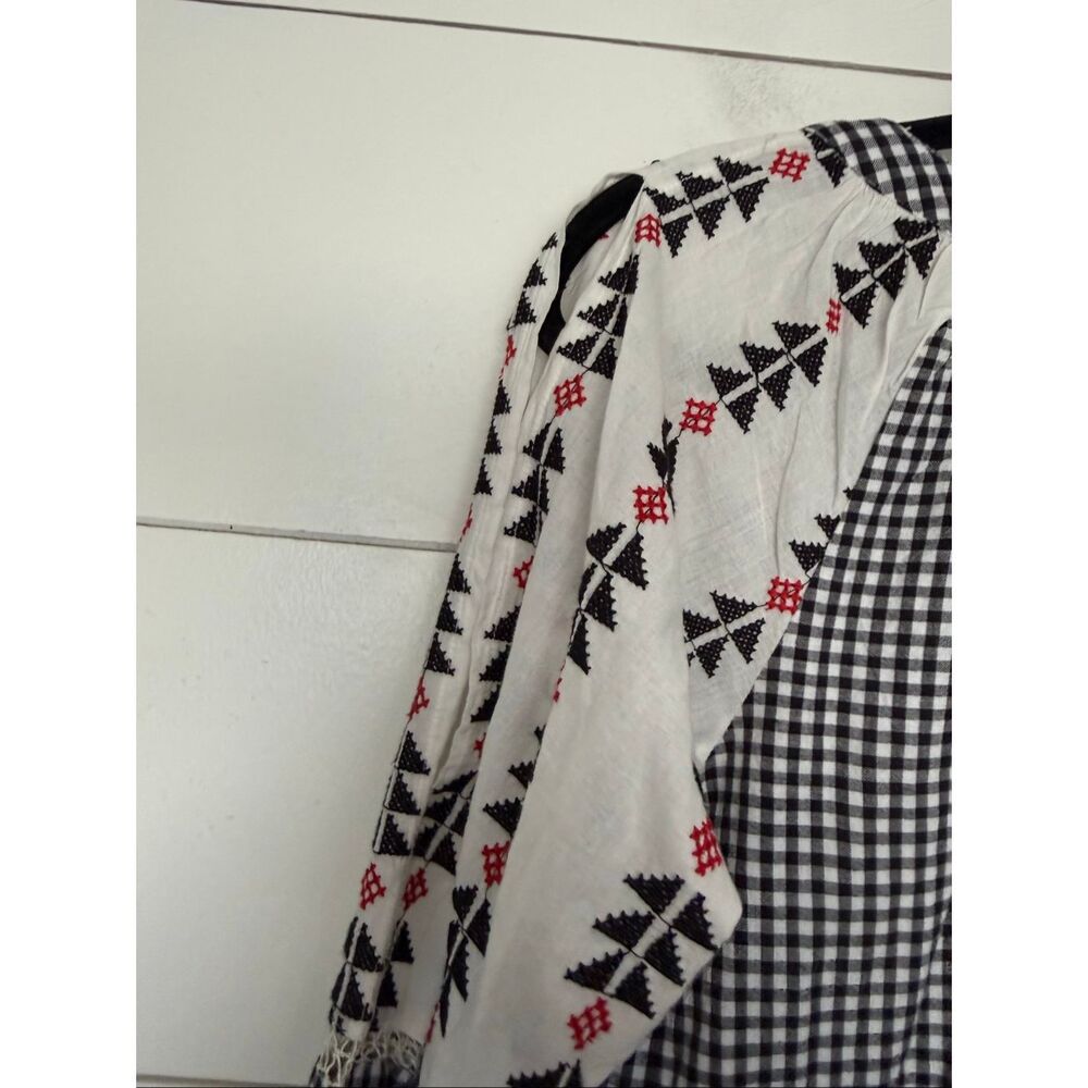 Area Stars Women’s Small Whimsigoth Black White Gingham Prairie Dress Cottagecor - Picture 6 of 7